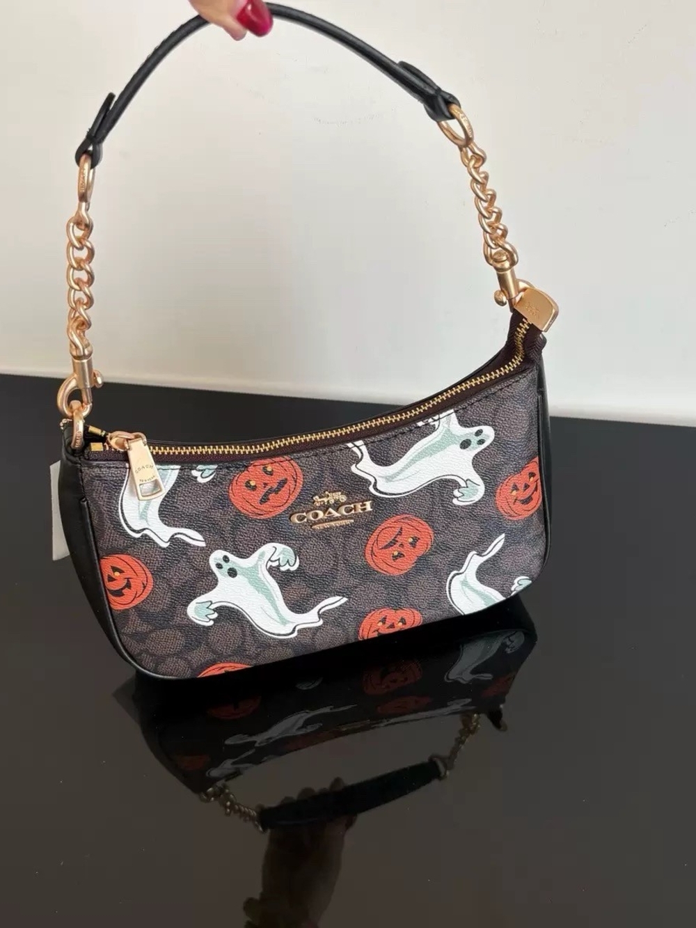 Coach Teri Bag Signature Canvas Halloween Ghost Pumpkin - Picture 9 of 10
